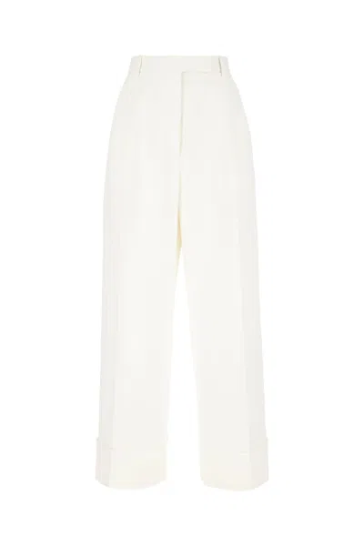 Thom Browne Ivory Cotton Blend Pants In White