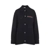 Thom Browne Navy Blue Logo Detail Shirt Jacket In Blue