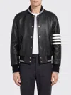 Thom Browne Coat Contrast Stripes Raglan Sleeves Pockets In Black
