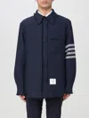 Thom Browne Navy Blue Shirt With Contrasting 4-bar Detail In Blue
