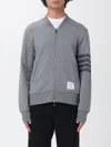 Thom Browne Three-stripe Zip-up Sweatshirt In Gray