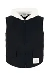 Thom Browne Hood Design Sleeveless Cotton Blend Jacket In Black