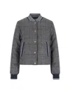 Thom Browne Checked Pattern Ribbed Collar Jacket In Gray