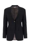 Thom Browne Woman Midnight Blue Wool Blazer In Blue