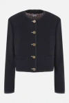 Thom Browne Woman Jacket Midnight Blue Size 4 Wool In Blue