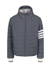 Thom Browne Striped Detail Down Jacket In Grey