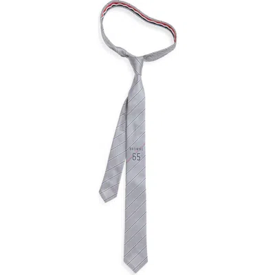 Thom Browne Jacquard Browne 65 Stripe Silk Tie In Gray