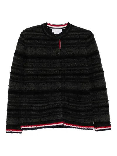 Thom Browne Jacquard Cardigan In Black