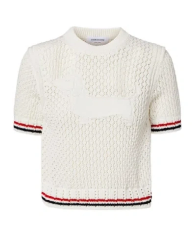 Thom Browne Jacquard Cotton Sweater In White