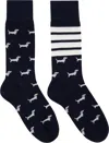 Thom Browne Jacquard Pattern Socks In Black