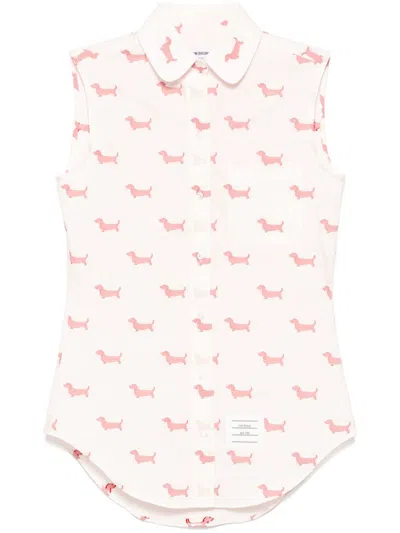 Thom Browne Jacquard Sleeveless Shirt In 600 Red
