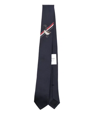 Thom Browne Jacquard Tie In Blue