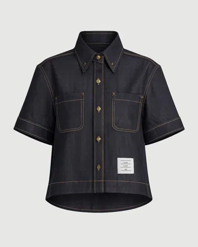 Thom Browne Japanese Selvedge Denim Button Down In Blue