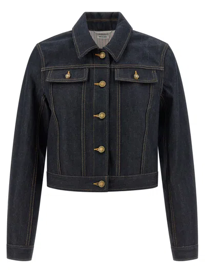 Thom Browne Japanese Selvedge Denim Jacket Puffer Jackets Blue In Black