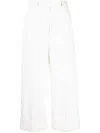 Thom Browne Women High Waisted Straight Leg Trouser In Organic Cotton Canvas In White