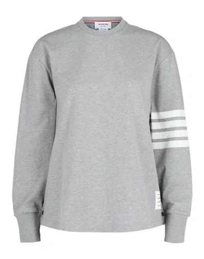 Thom Browne 4-bar Long-sleeve Cotton Jersey Ruby T-shirt In Grey