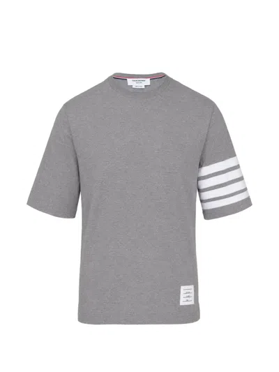Thom Browne Jersey 4-bar Short-sleeve T-shirt In Gray