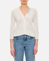 Thom Browne Jersey Cardigan 4 Bar In White