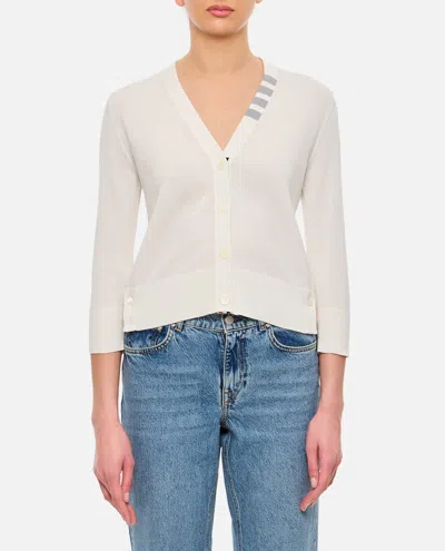Thom Browne Jersey Cardigan 4 Bar In White