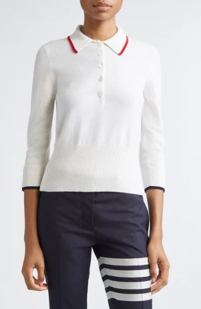 Thom Browne Jersey Intarsia Cashmere Sweater In White
