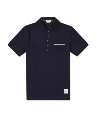 Thom Browne Rwb Short Sleeved Polo Shirt In Black