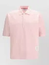Thom Browne Jersey Polo Shirt Short Sleeves Rib Cuffs In Pink