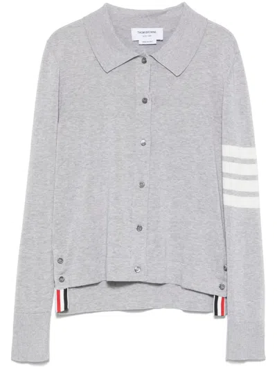 THOM BROWNE JERSEY POLO WITH 4 BAR STRIPE DETAIL