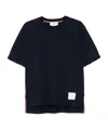 Thom Browne Blue T-shirt With Logo Patch In Stretch Wool Man In Blue
