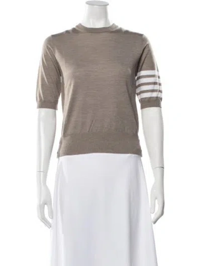 Pre-owned Thom Browne Jersey Stitch 4 Bar Virgin Wool Sweater In Neutrals