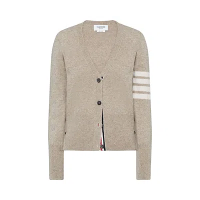 Pre-owned Thom Browne Jersey Stitch Classic V Neck Cardigan 'khaki' | Tan | Women's Size 40