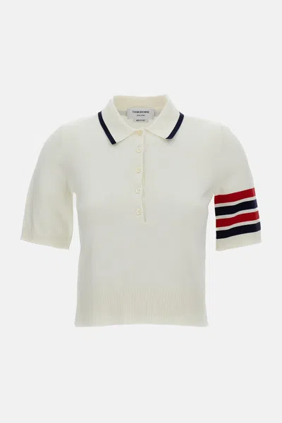 Thom Browne Jersey Stitch Hector Polo In Neutral