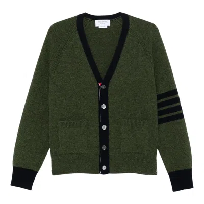 Thom Browne Jersey Stitch Raglan Sleeve Cardigan Men In Green