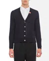 THOM BROWNE JERSEY STITCH RELAXED FIT V NECK CARDIGAN