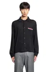 Thom Browne Wool Shirt With Long Sleeves And Striped Detail In Black