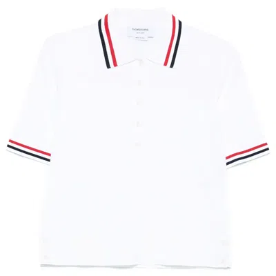 Thom Browne Jersey Stitch Short Sleeve Polo Women In White