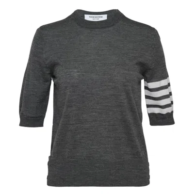 Thom Browne Jersey Stitch Short Sleeve Tee In Black