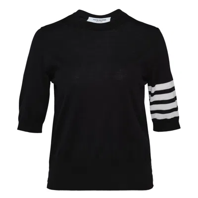 Thom Browne Jersey Stitch Short Sleeve Tee In Black