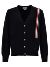 Thom Browne Rwb Stripe Intarsia Cotton Cardigan In Blue