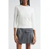 Thom Browne Jersey Stitch Three-quarter Sleeve Sweater In White