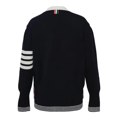 Thom Browne Jersey Stitch V Neck Cardigan Women In Black