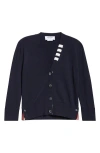 Thom Browne Jersey Stitch V-neck Cotton Cardigan In Navy