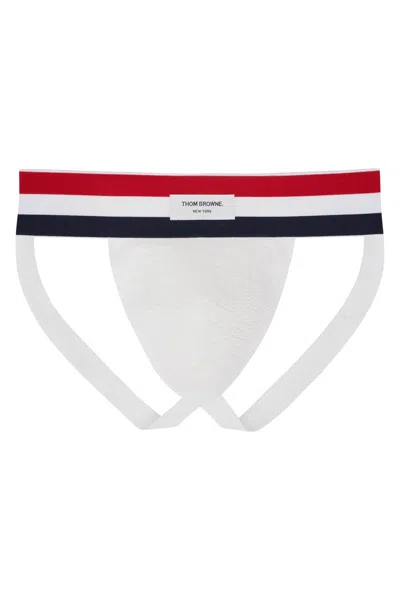 Thom Browne Jockstrap With Tricolor Band Men In White