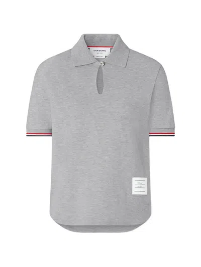 Thom Browne Keyhole Polo Shirt In Gray