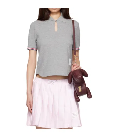 Thom Browne Gray Pique Keyhole Polo