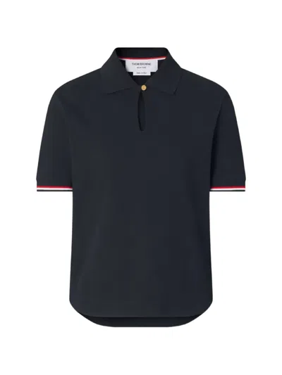 Thom Browne Keyhole-detail Polo Shirt In Black