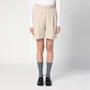Thom Browne Cotton Blend Bermuda Shorts With Belt Loops In Neutral