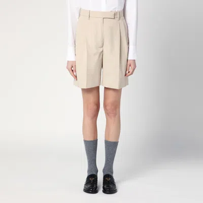 THOM BROWNE KHAKI BERMUDA SHORTS IN COTTON BLEND