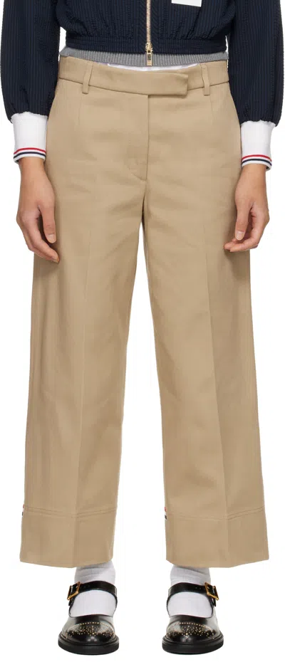 Thom Browne Khaki Cotton Gabardine Chino Trousers