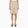 Thom Browne Khaki High-waisted Bermuda Shorts In Neutrals