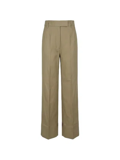 Thom Browne Khaki Wool Trousers In Gray
